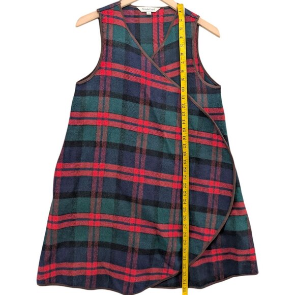 Davi & Dani Plaid Wrap Cardigan Womens Red Green Blue Open Front Sleeveless Sz S - Picture 8 of 14
